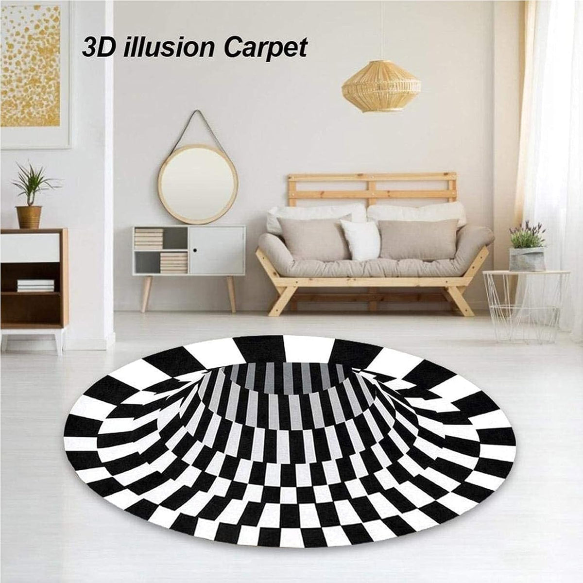 3D Space Round Carpet, Floor Mat Non-Woven Doormat (60 Cm)